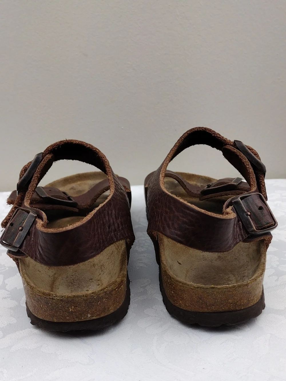 Birkenstock Milano Brown Leather Round Toe Adjustable Straps Slingback Sandals